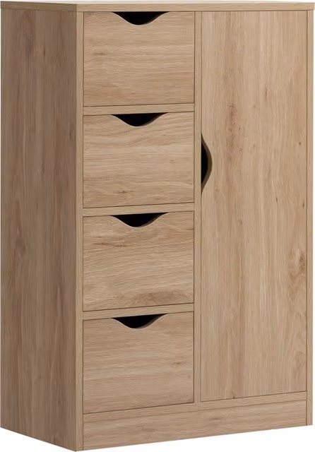 Mobile Bagno Minimal con Cassetti e Armadietto in Truciolato Bianco L/P/H: 54 x 29 x 83 cm – 1
