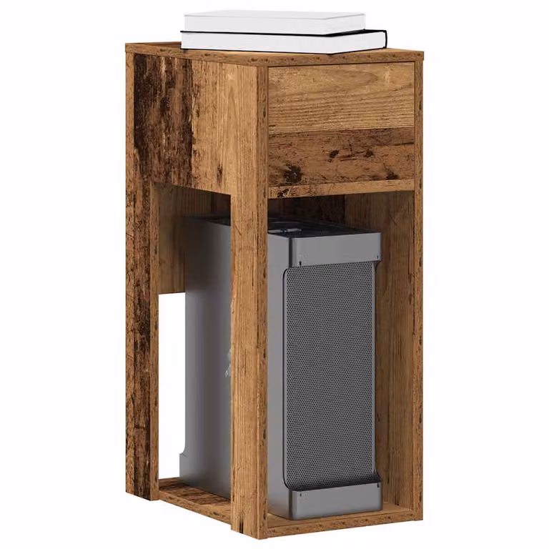 vidaXL Supporto per Computer a Torre con Cassetto in Stile Antico, Colore Marrone, L/P/H: 30 x 44 x 74 cm