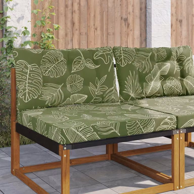 vidaXL Cuscino per divano da esterno verde con design floreale in poliestere e fodera rimovibile L: 68,5 cm, P: 68,5 cm, H: 80 cm