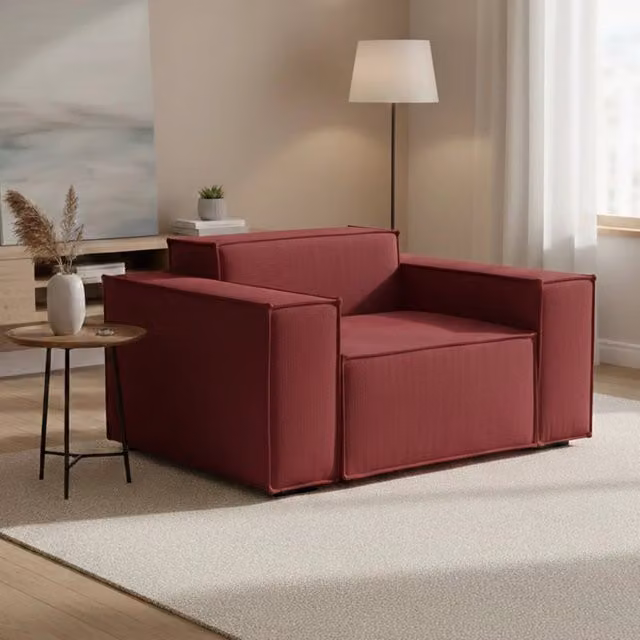 Poltrona relax Rodonite Talamo Italia in tessuto rosso con struttura in legno, L: 160 cm, P: 95 cm, H: 70 cm
