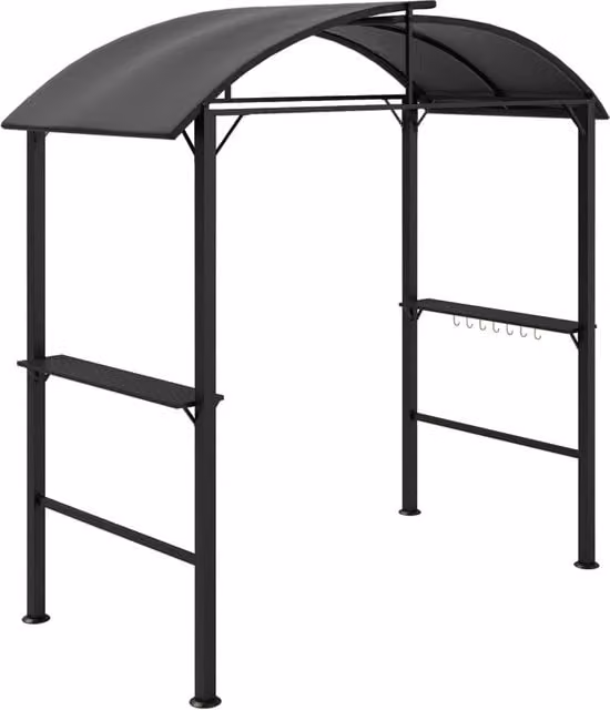 Gazebo per Barbecue ¨C Xylo ¨C Acciaio Grigio Antracite 1,1x2,3m con 2 Ripiani e Ganci