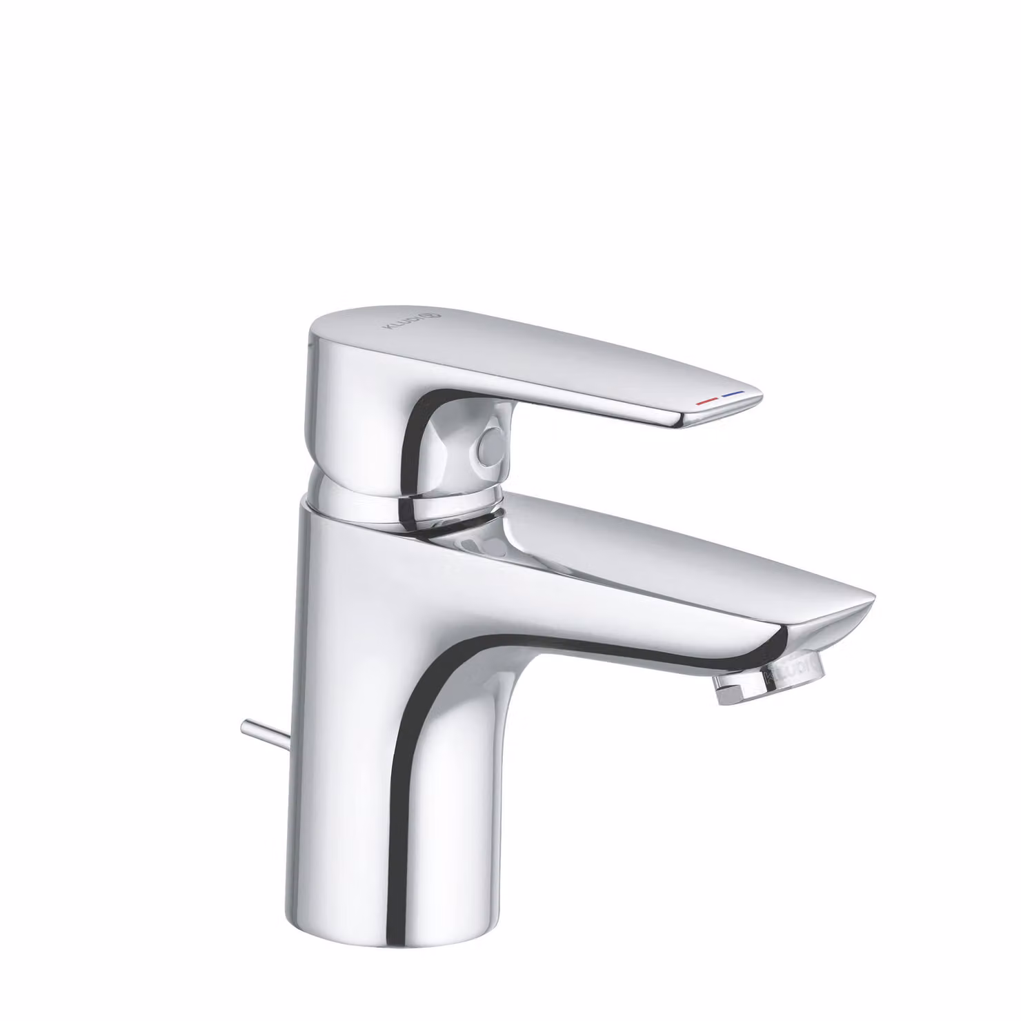 KLUDI PURE&SOLID Mitigeur monocommandé pour lavabo, hauteur de bec 75mm, garniture d'écoulement, 3.8 l/min, chrome, 343820575WR5, 343820575WR5
