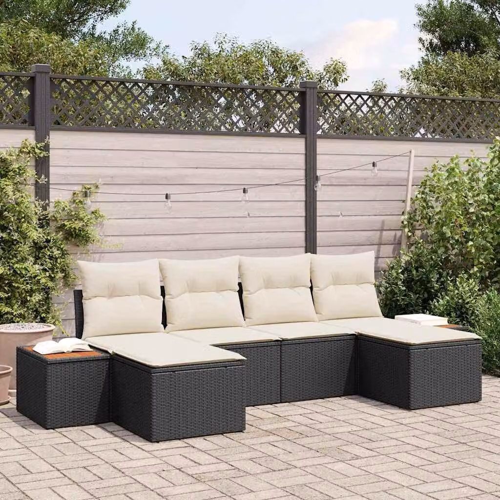 Maison Exclusive - Set da giardino composto da 6 pezzi, divano in rattan sintetico nero