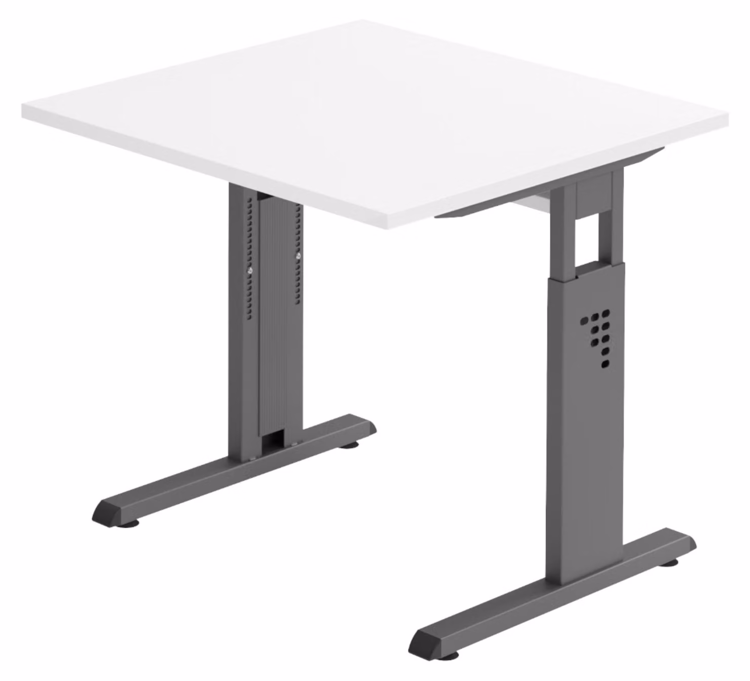 bümö Scrivania Serie-O - Decorazione: bianco, dimensioni: 80 x 80 cm, struttura: grafite