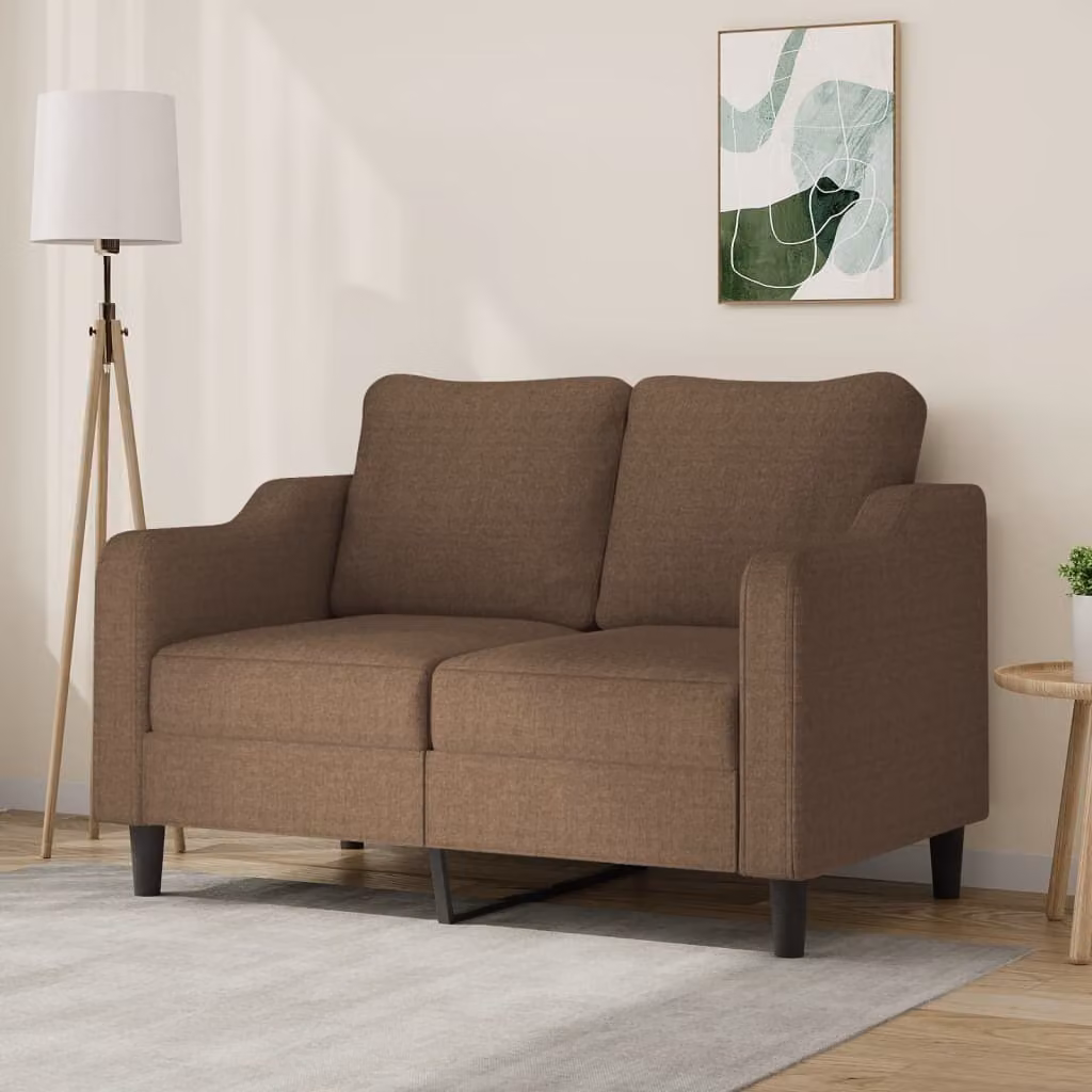 Divano esclusivo, due posti, color marrone, 120 cm, rivestito in tessuto