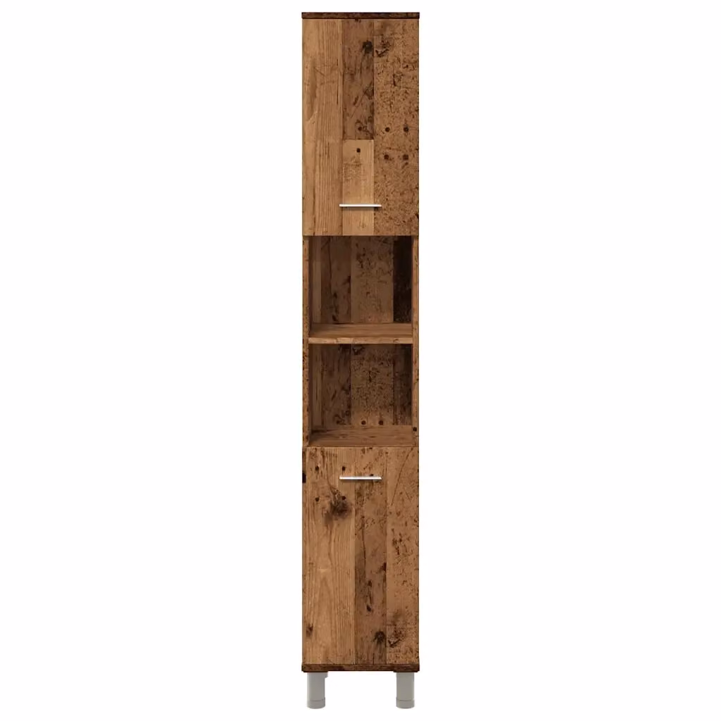 Mobiletto da bagno vintage HELLOSHOP26 in legno composito marrone con ante a battente e ripiani interni, L/P/H: 30 x 30 x 179 cm – 2