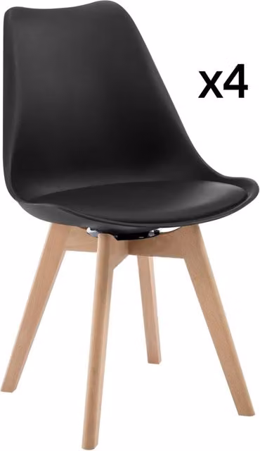 Sedia da sala da pranzo girevole 40,5 x 83 x 40,5 cm in similpelle nera, set da 4