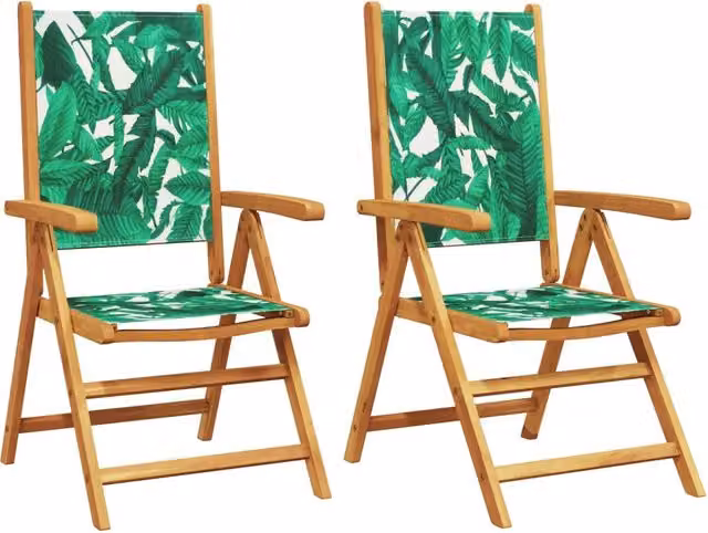 Set di 2 sedie da giardino in legno di acacia oliato con motivo floreale e tessuto verde resistente ai raggi UV – 1