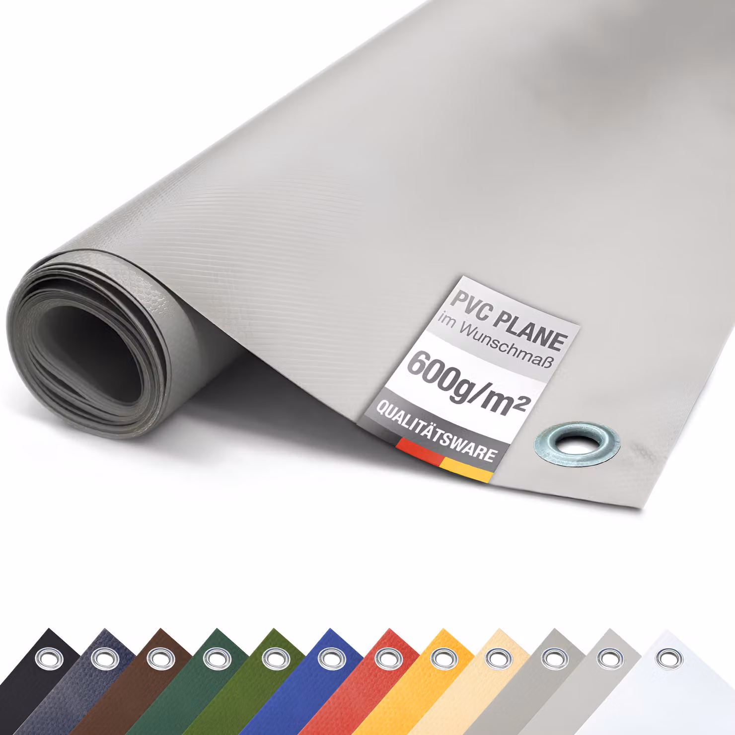 Telone per camion in PVC 600g/m² con occhielli Telone protettivo opaco (grigio, 3,2 m x 6 m)