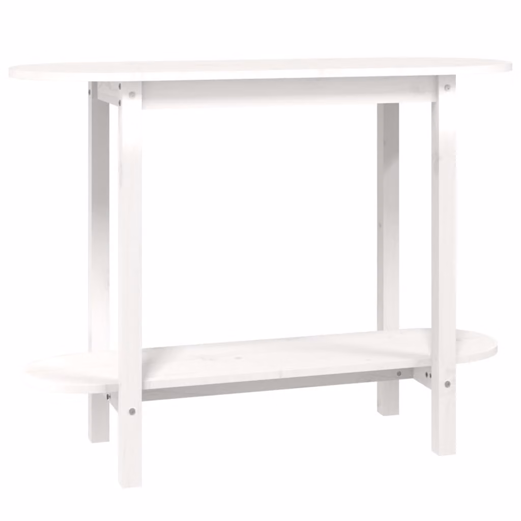 Tavolo Consolle Bianco 110x40x80 cm in Legno Massello di Pino