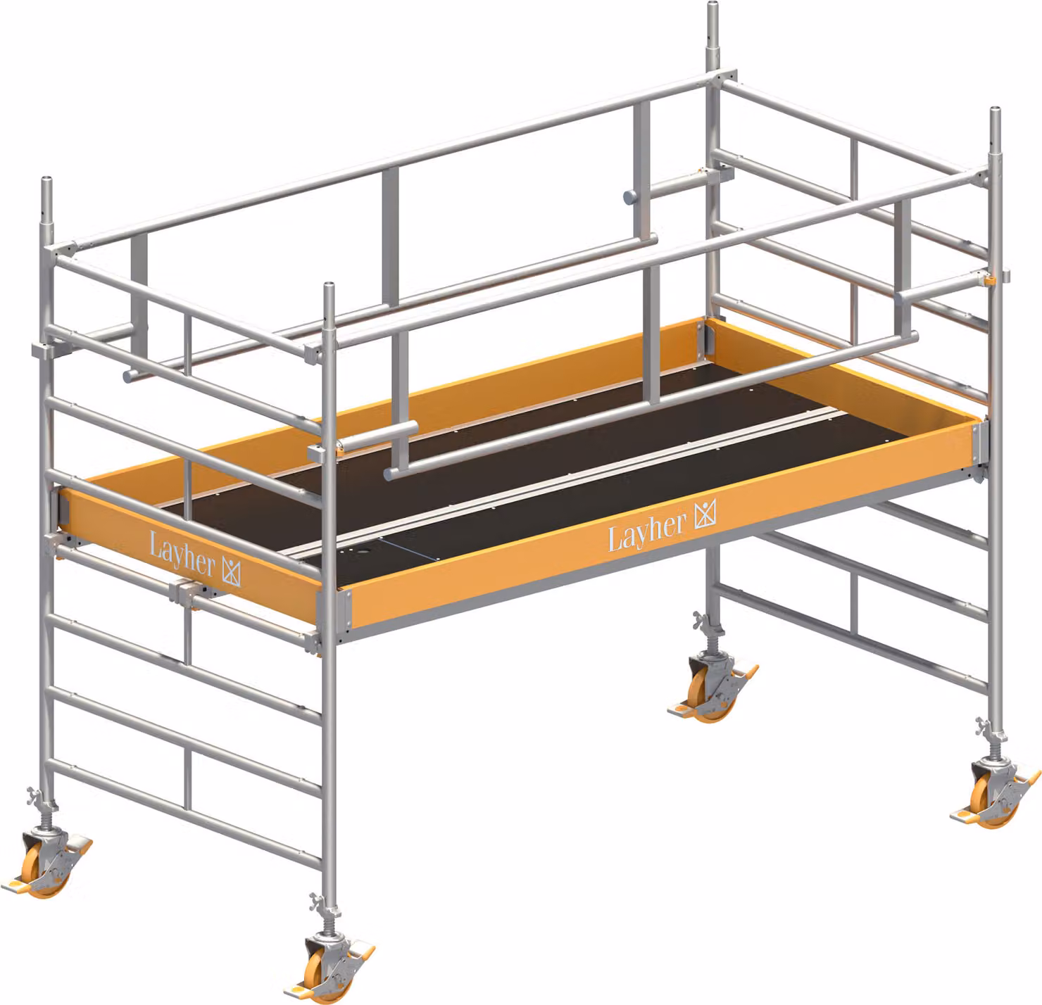Ponteggio mobile Layher Uni Breit P2 Safety Plus con doppia ringhiera 3,20 m AH