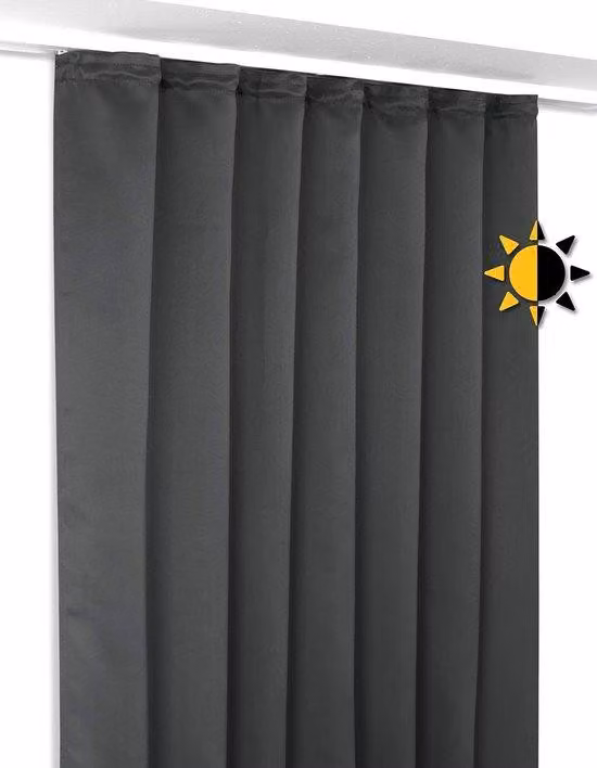 Tenda oscurante a fascia a U, opaca, grigio scuro, larghezza 300 cm, altezza 245 cm