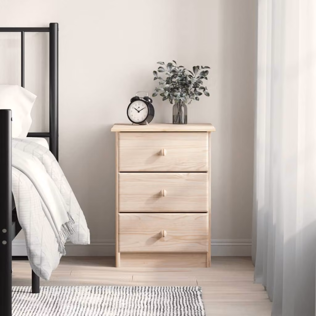 Comodino vidaXL in legno massello di pino, moderno, L 41 cm x P 35 cm x H 55,5 cm