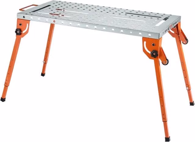 Tavolo da Saldatura Pieghevole 533 x 1118 mm Banco da Lavoro in Acciaio al Carbonio Altezza Regolabile per Officina e Fai da Te