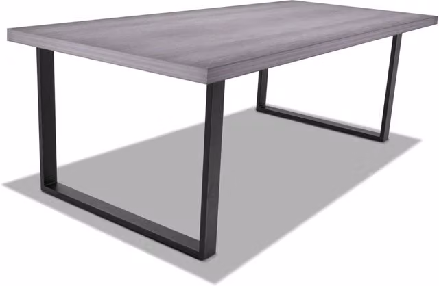 Tavolo da pranzo in legno e metallo con piedi quadrati neri - 220x100 cm
