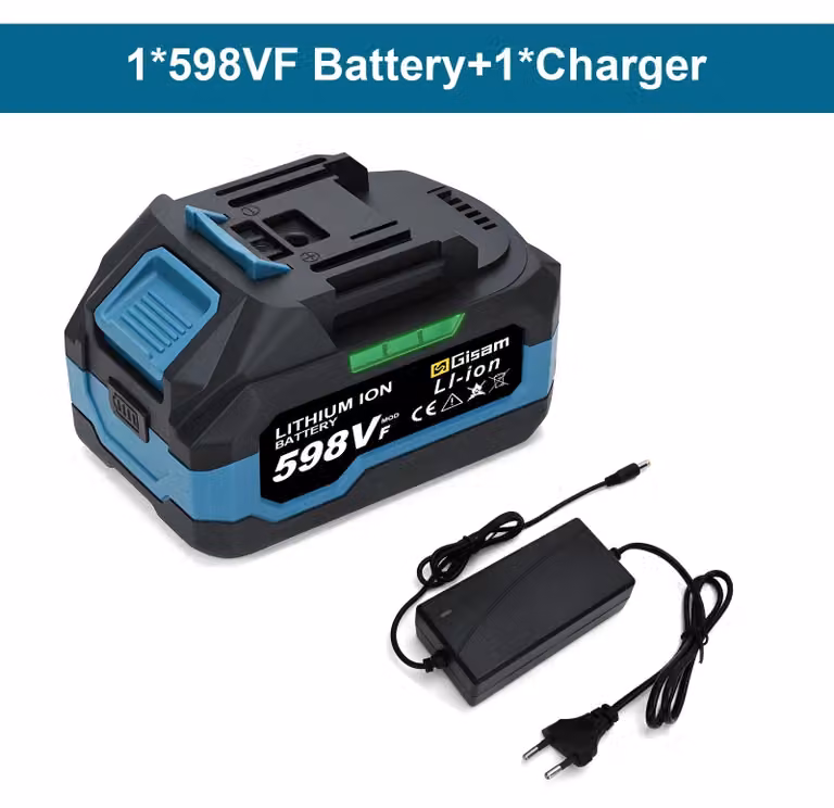 Batteria ricaricabile da 18V al litio per utensili elettrici - Batteria 598VF - 4,0–4,5Ah - Indicatore LED - Set composto da 1 batteria + caricabatterie