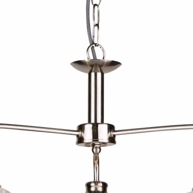 Lampadario Sospeso Contemporaneo Searchlight Bistrot II in Acciaio Argento e Vetro Trasparente con 3 Luci E27 e Altezza Regolabile