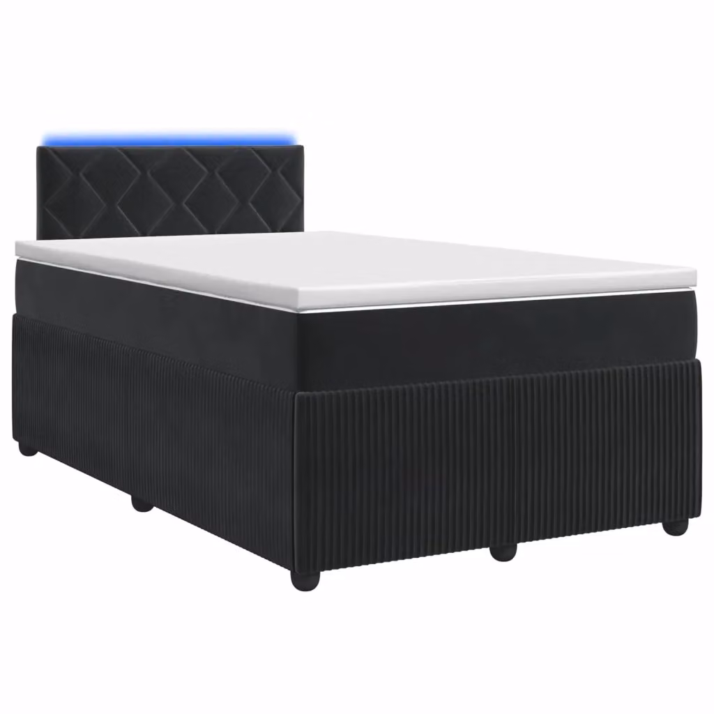 Letto box spring con materasso ibrido vidaXL in velluto nero con base a sollevamento, illuminazione sottostante e porta USB, L/P: 120 x 200 cm – 2