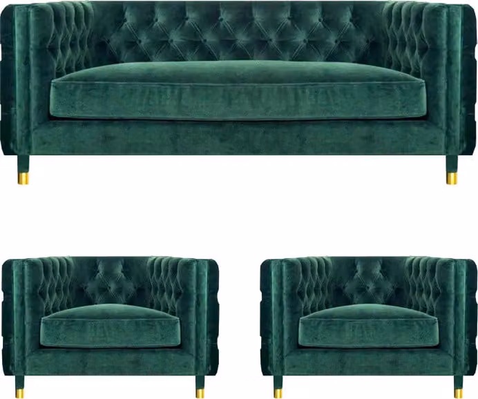 Modern Design Möbel Sofagarnitur Set 3tlg Textil Stoff Modern Chesterfield