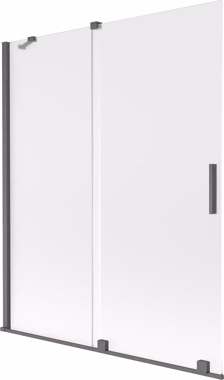 Mexen Velar paratia da bagno a 2 ante scorrevoli 140 x 150 cm, brina, grigio canna di fucile spazzolato - 896-140-000-31-66