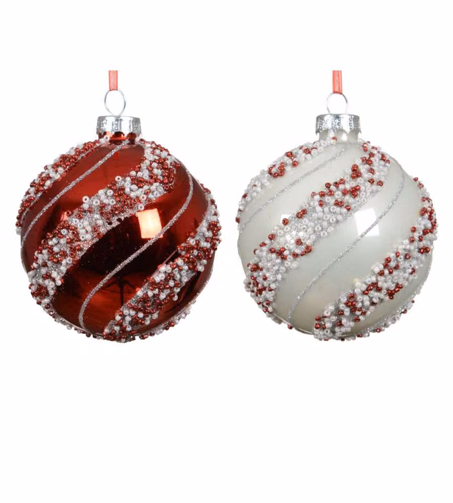 Sfera Decorativa Perline 80mm Colori Assortiti in Vetro Lucido