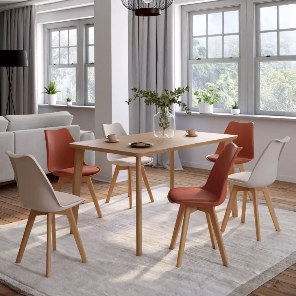 Set di 6 sedie in stile scandinavo SARA IDMarket, mix di colori terracotta e beige – 2