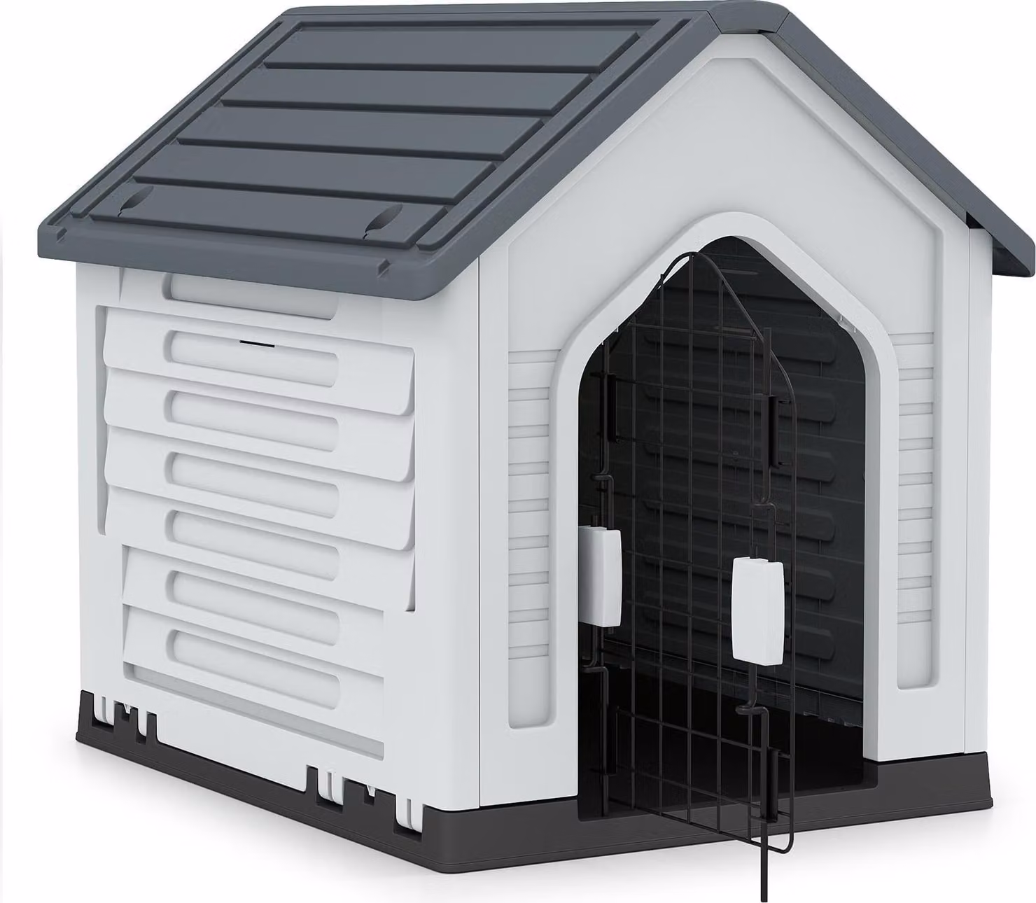 Cuccia per cani in plastica con porta chiudibile a chiave e ventilazione
