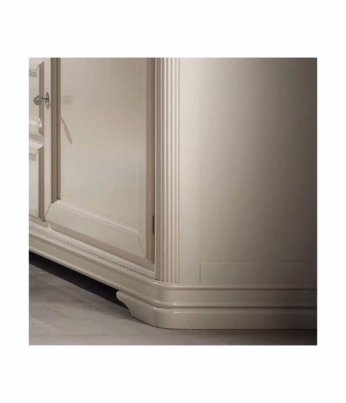 Cristalliera shabby chic in legno massello con ante in vetro e 3 cassetti bianco opaco Mobili 2G L: 180 cm, P: 50 cm, H: 220 cm – 3