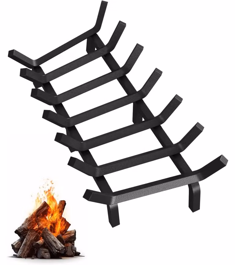 Griglia per camino, acciaio ad alta resistenza, design ottimizzato per il flusso d'aria, 60,96 cm