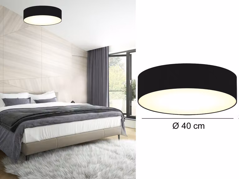 Lampada da soffitto a LED rotonda Ø40 con paralume in tessuto nero Paralumi per lampade da soffitto
