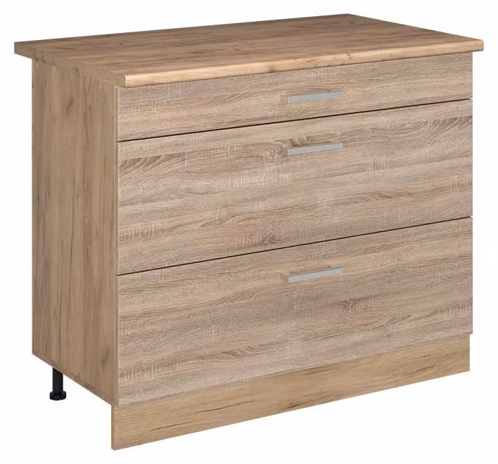Mobiletto base per cucina Vicco R-Line Sonoma/Rovere dorato 100 cm piano di lavoro Rovere dorato, Model 71649