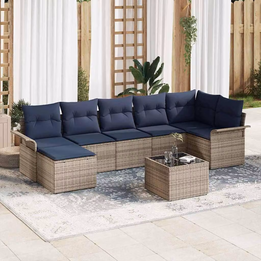 Maison Exclusive - Set da giardino composto da 8 pezzi. Divano in rattan sintetico, colore grigio