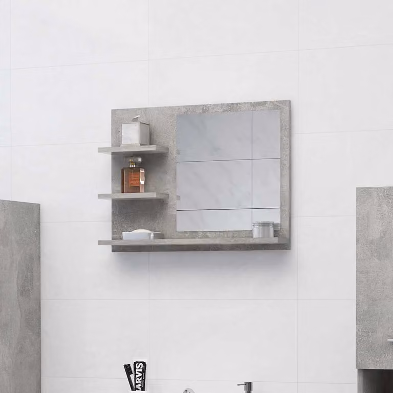 Specchio da bagno moderno vidaXL Grigio Cemento L: 60 cm, P: 10,5 cm, H: 45 cm