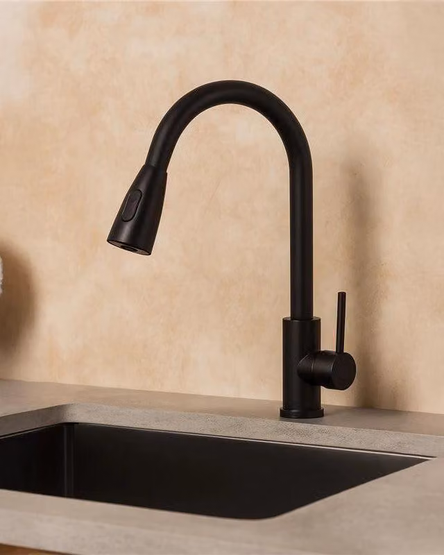 Miscelatore lavello doccetta 2 jet estraibile nero opaco Kitchen