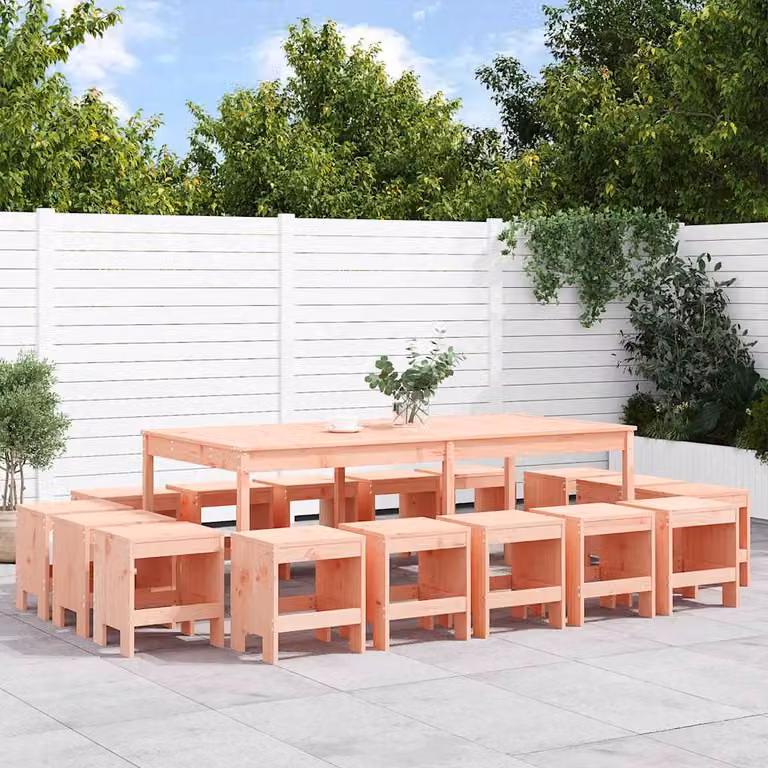 Set da pranzo per giardino vidaXL in legno di Douglas marrone, 17 pezzi