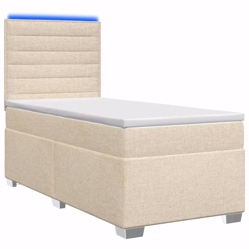 Letto box spring con materasso ibrido vidaXL in tessuto beige e bianco con base contenitore e porta USB L: 200 cm, P: 80 cm, H: 140,5 cm – 2