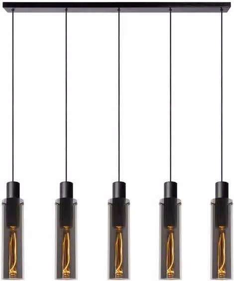 Lampadario Lucide Orlando 5xE27 nero metallo/vetro