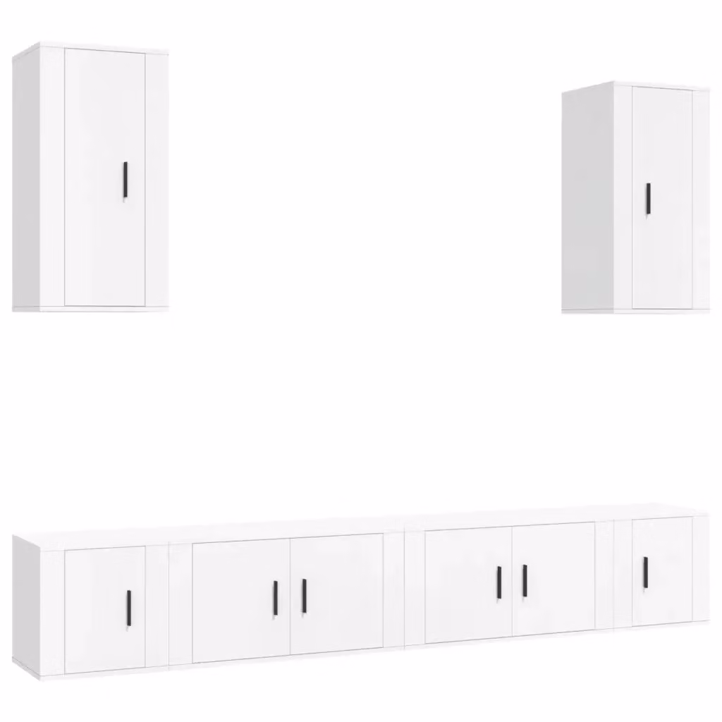 Set di 6 mobili porta TV vidaXL in legno multistrato bianco opaco da appendere al muro – 2