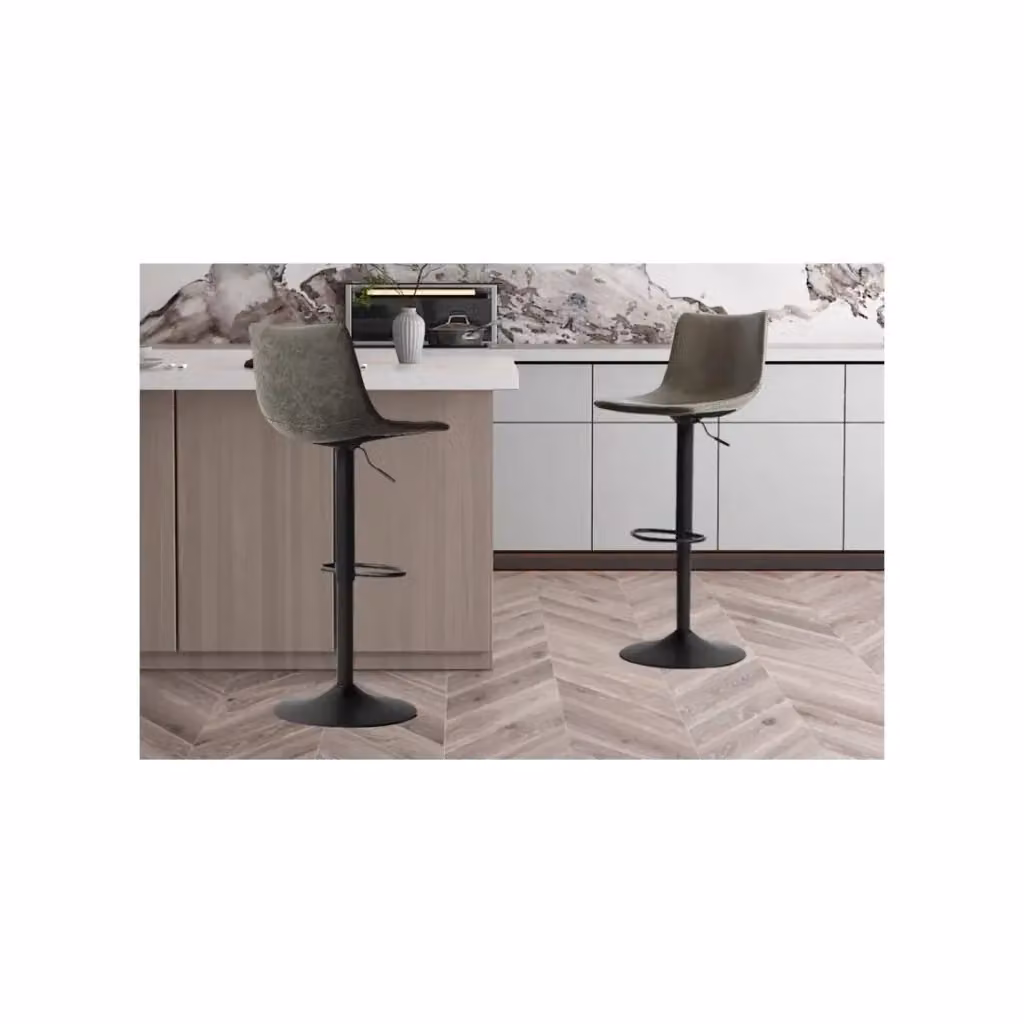 Sgabello da bar Meublorama in similpelle grigia con struttura in metallo stile industrial – 2
