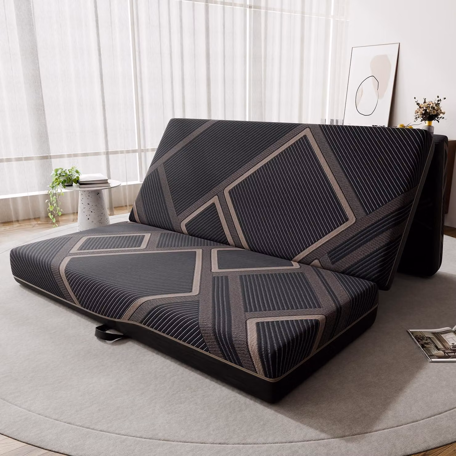 Materasso pieghevole 140x200 cm, 15 cm di spessore, composto da 3 parti, con rivestimento lavabile