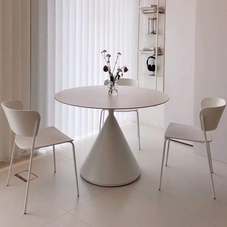 360Home Tavolo da pranzo rotondo in Vetroceramica con gambe in metallo, tavolo da sala da pranzo e da cucina, Ø 110 cm x 75 cm, bianco