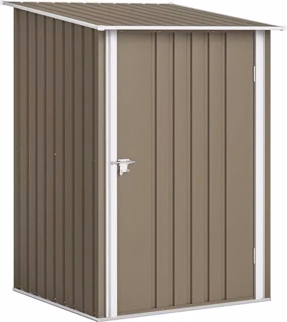 Casetta da Giardino Porta Attrezzi Minimal in Acciaio Zincato Marrone e Bianco L 100 cm, P 104 cm, H 160 cm