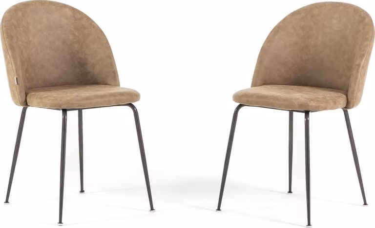 Set di 2 sedie da pranzo in ecopelle, imbottite con gambe in metallo, sedie moderne per cucina, sala da pranzo, bar e ristoranti SARA - zenzero/grigio scuro