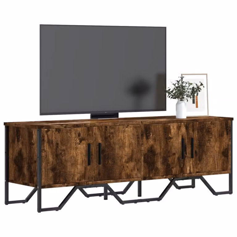 vidaXL Mobile Porta TV Rovere Fumo in Legno e Metallo con Ruote L: 122 cm, P: 34 cm, H: 41 cm