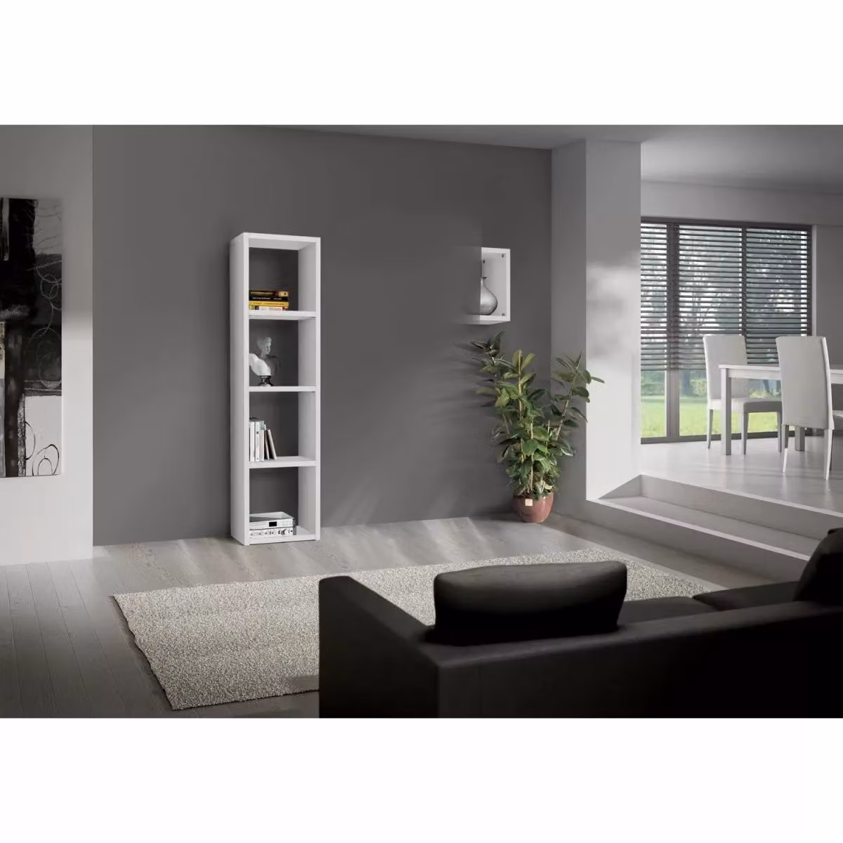 Libreria porta TV moderna a colonna Mobili 2G in bianco frassino L/P/H: 46 x 30 x 175 cm – 2
