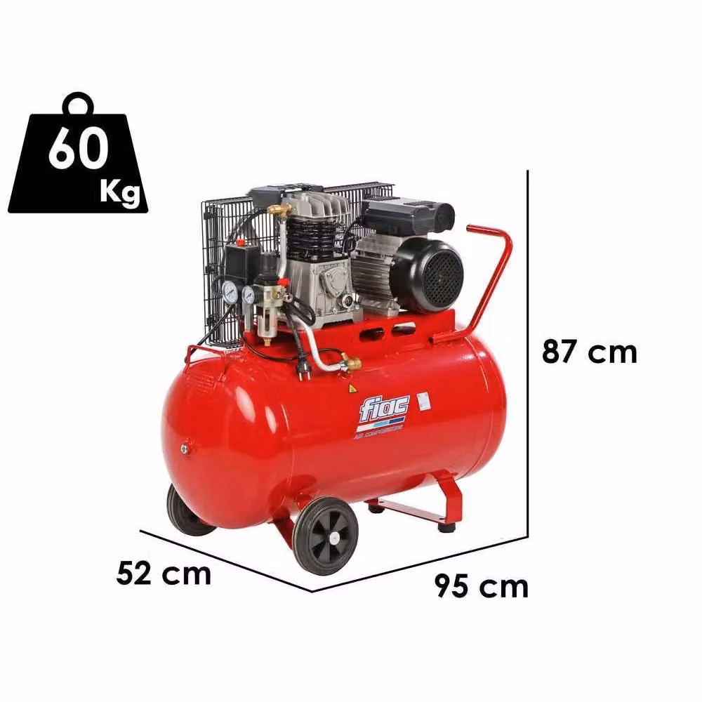 Compressore ad aria FIAC AB100/268M con serbatoio da 100 Lt, trasmissione a cinghia, 2HP, nero e rosso – 2