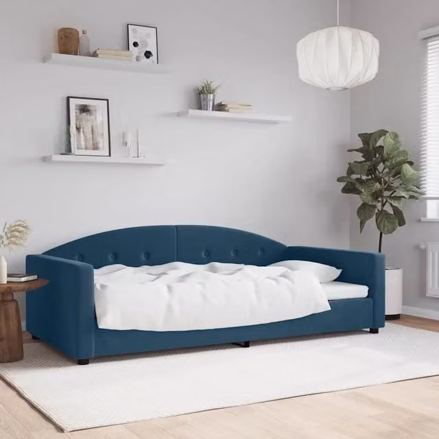Letto da giorno blu in velluto vidaXL L: 222 cm, P: 110 cm, H: 75 cm
