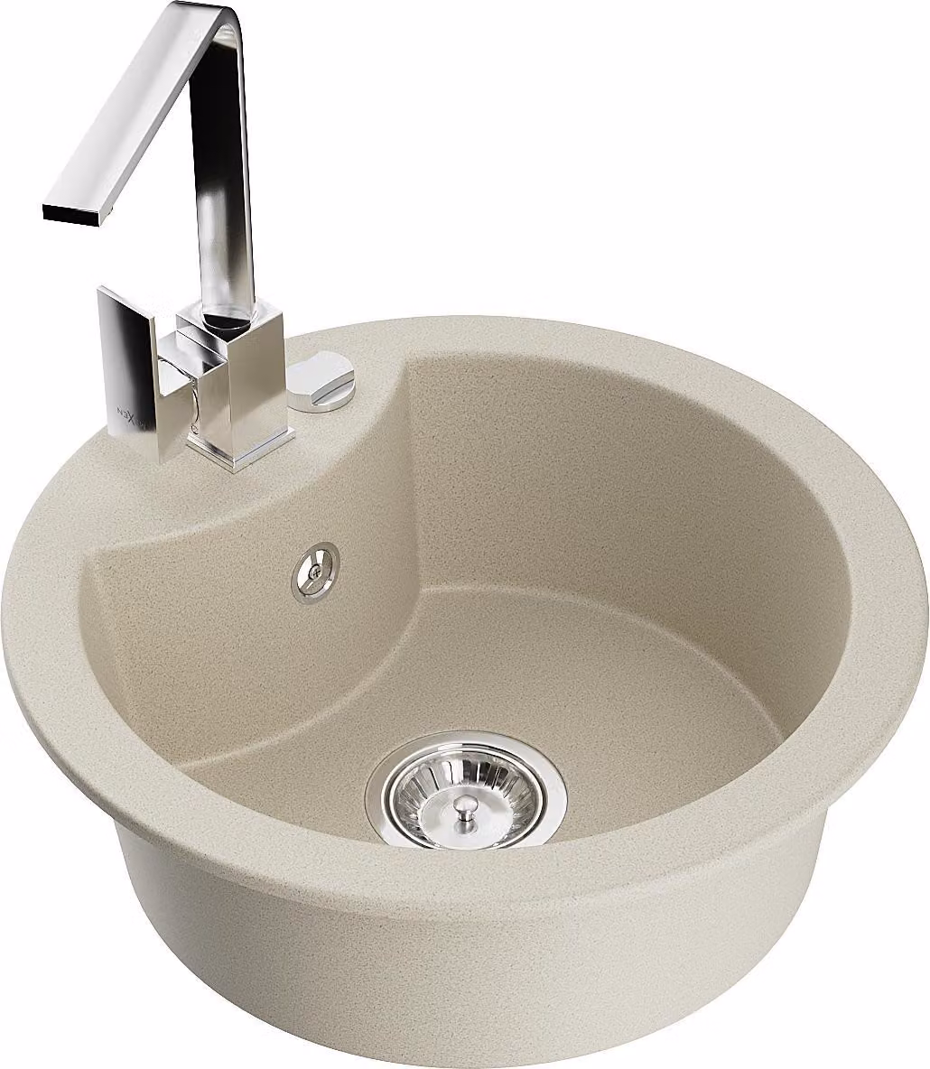 Mexen Diego lavello in granito 1-vasca con miscelatore da cucina Rita, beige - 6512-69-670300-00