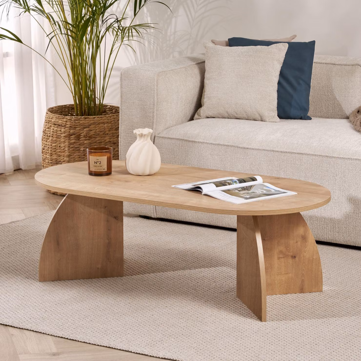 Skye Decor, Melina - Sapphire Oak, tavolino, rovere zaffiro, 100% PANNELLO TRIBRIDATO RIVESTITO IN MELAMMINA, 120 x 60 x 40 cm