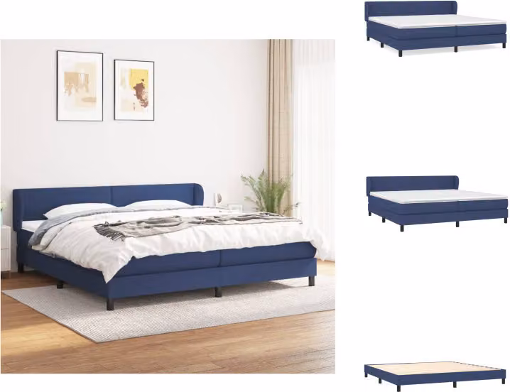 vidaXL Letto a molle con materasso blu 200x200 cm in tessuto - Letti & strutture letto